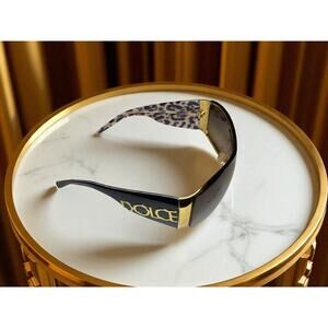 Dolce Gabbana Women's Animal Print Sunglasses (Black/Gold/Brown) Vintage Luxury